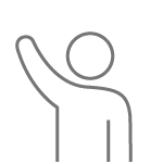 Icon depicting a person with their arm raised