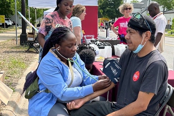 Many took advantage of blood pressure checks offered by students and faculty